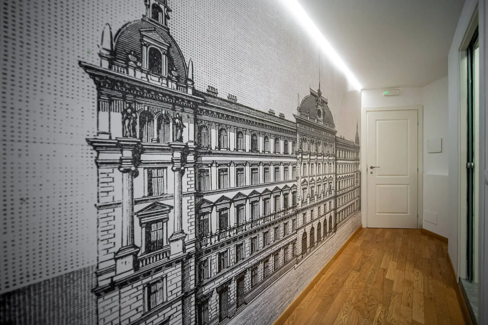 Disegno architettonico nel corridoio